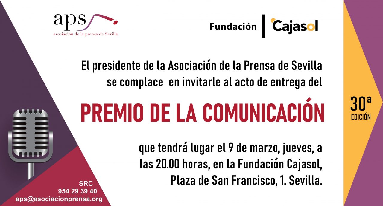 Invitación Premio de la Comunicación · 30ª edición